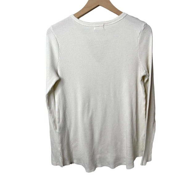 Anthropologie T.la Nadia Ivory Cutout Keyhole Front LS Thermal Top, XS - Picture 5 of 6